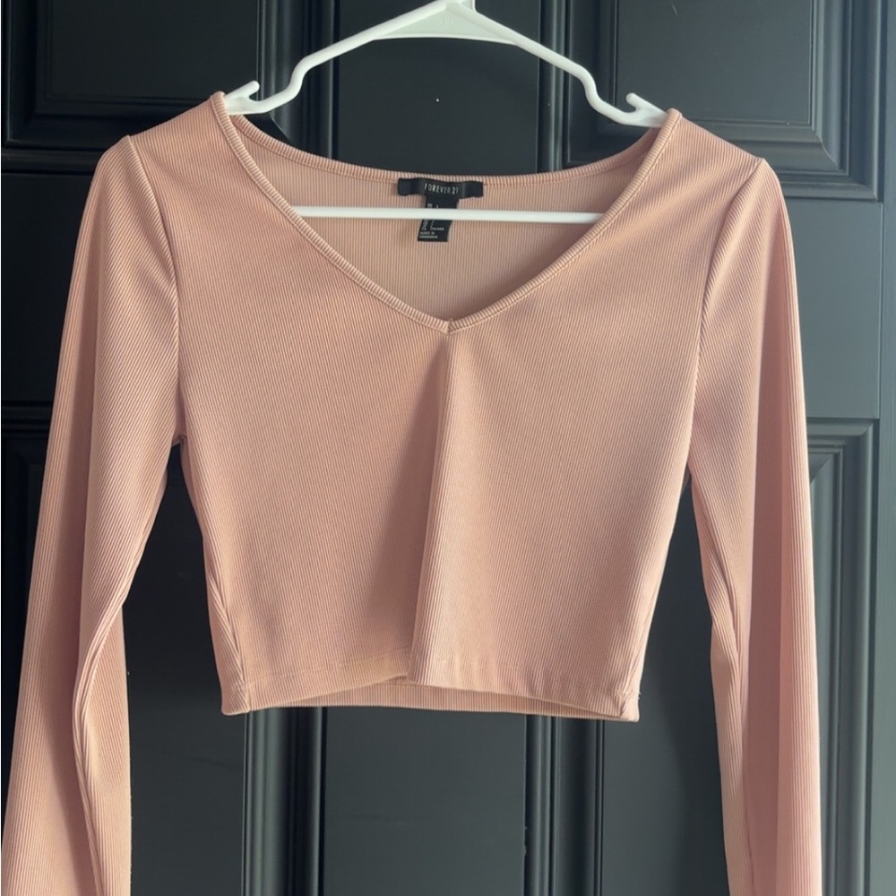 Forever 21 Blush Long Sleeve Crop Top